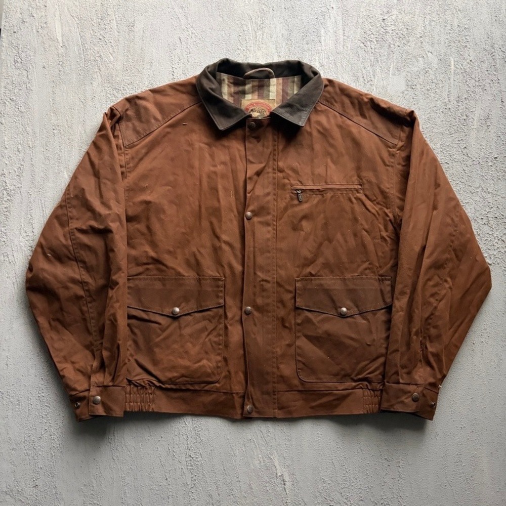 Vintage Australian Outback Waxed Jacket XXL Brown 1990s Blanket Lined